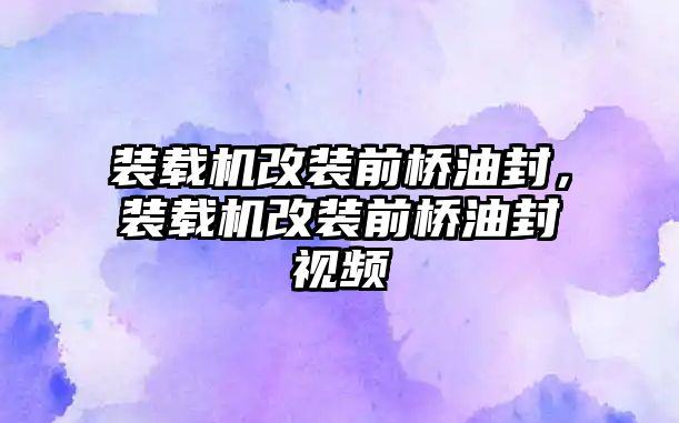 裝載機(jī)改裝前橋油封，裝載機(jī)改裝前橋油封視頻