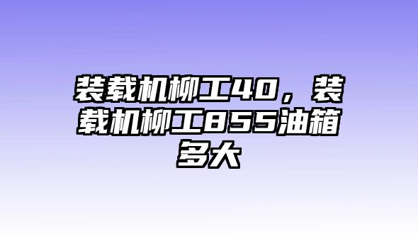 裝載機柳工40，裝載機柳工855油箱多大