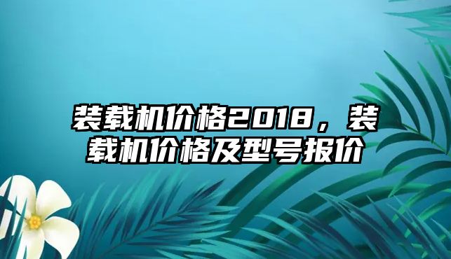 裝載機價格2018，裝載機價格及型號報價