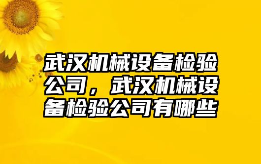 武漢機械設(shè)備檢驗公司，武漢機械設(shè)備檢驗公司有哪些