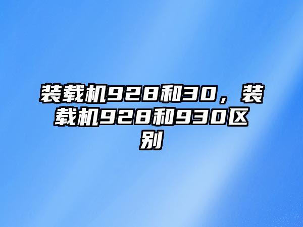 裝載機(jī)928和30，裝載機(jī)928和930區(qū)別