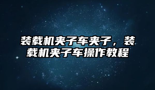 裝載機夾子車夾子，裝載機夾子車操作教程