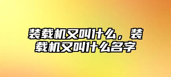 裝載機(jī)又叫什么，裝載機(jī)又叫什么名字