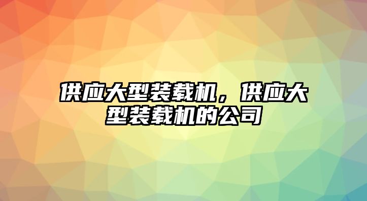 供應(yīng)大型裝載機，供應(yīng)大型裝載機的公司