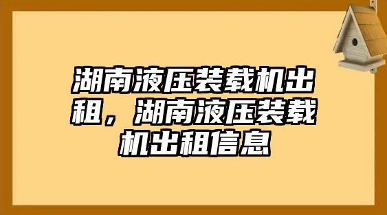 湖南液壓裝載機出租，湖南液壓裝載機出租信息