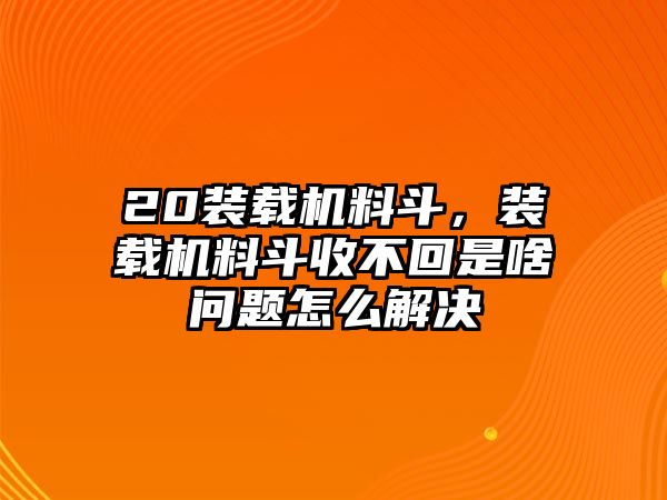 20裝載機料斗，裝載機料斗收不回是啥問題怎么解決