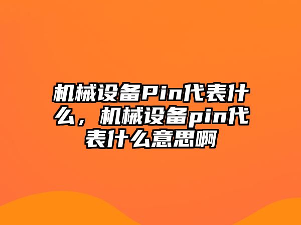 機械設(shè)備Pin代表什么，機械設(shè)備pin代表什么意思啊