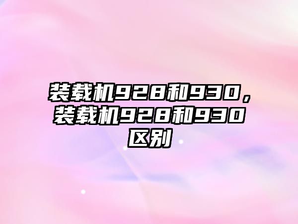 裝載機928和930，裝載機928和930區(qū)別