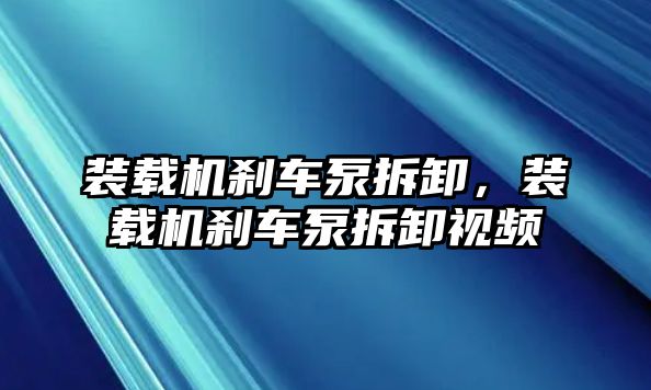 裝載機剎車泵拆卸，裝載機剎車泵拆卸視頻