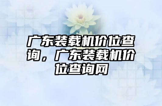 廣東裝載機價位查詢，廣東裝載機價位查詢網(wǎng)