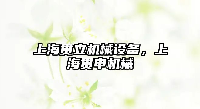 上海貫立機械設備，上海貫申機械