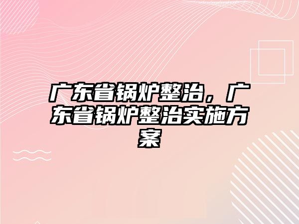 廣東省鍋爐整治，廣東省鍋爐整治實施方案