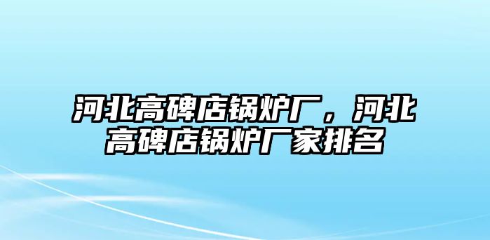 河北高碑店鍋爐廠，河北高碑店鍋爐廠家排名