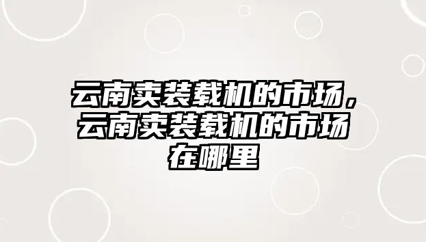 云南賣裝載機的市場，云南賣裝載機的市場在哪里