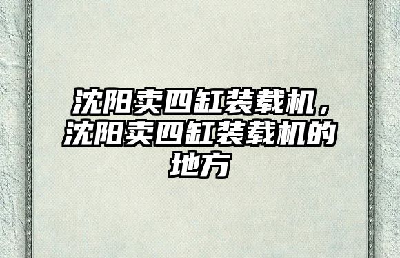 沈陽賣四缸裝載機，沈陽賣四缸裝載機的地方