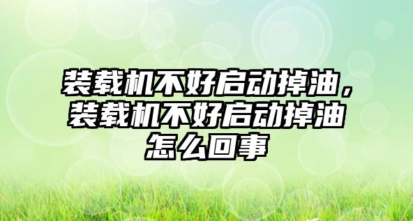 裝載機不好啟動掉油，裝載機不好啟動掉油怎么回事