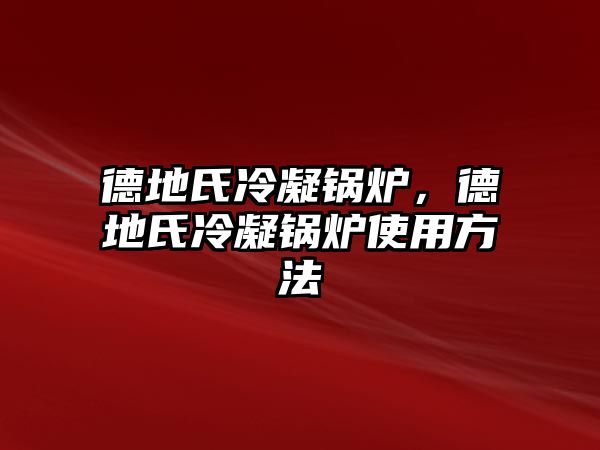 德地氏冷凝鍋爐，德地氏冷凝鍋爐使用方法