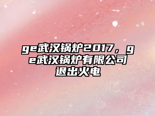 ge武漢鍋爐2017，ge武漢鍋爐有限公司退出火電