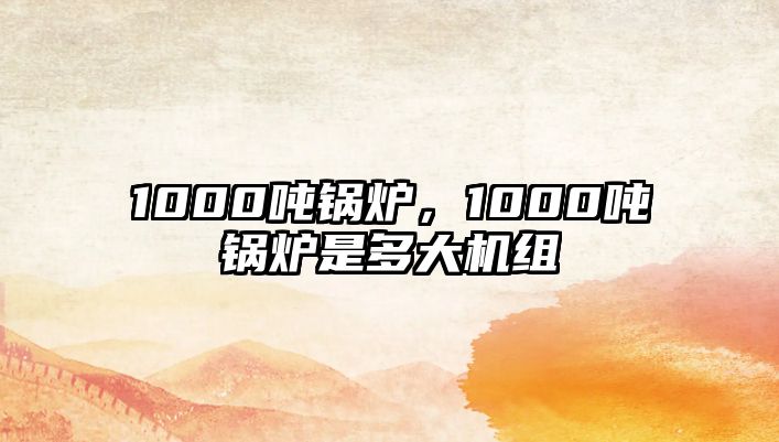 1000噸鍋爐，1000噸鍋爐是多大機組