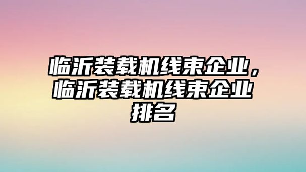 臨沂裝載機線束企業(yè)，臨沂裝載機線束企業(yè)排名