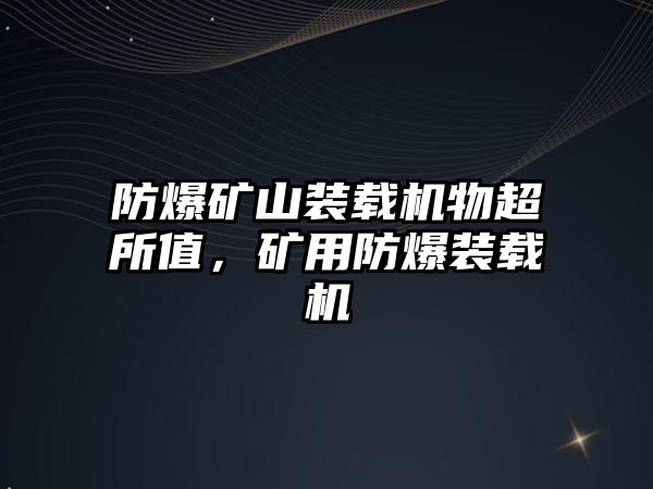 防爆礦山裝載機物超所值，礦用防爆裝載機