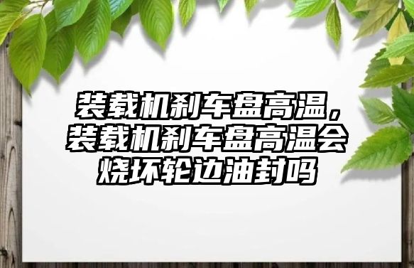 裝載機剎車盤高溫，裝載機剎車盤高溫會燒壞輪邊油封嗎