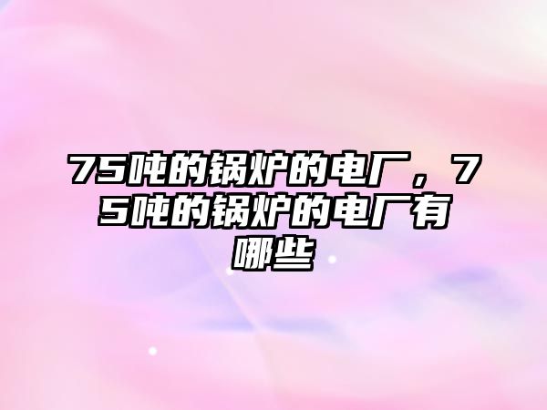 75噸的鍋爐的電廠，75噸的鍋爐的電廠有哪些