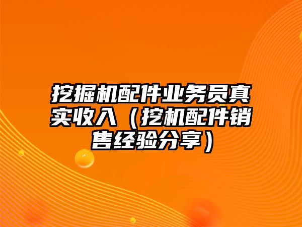 挖掘機配件業(yè)務員真實收入（挖機配件銷售經(jīng)驗分享）