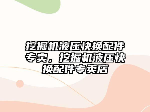 挖掘機液壓快換配件專賣，挖掘機液壓快換配件專賣店