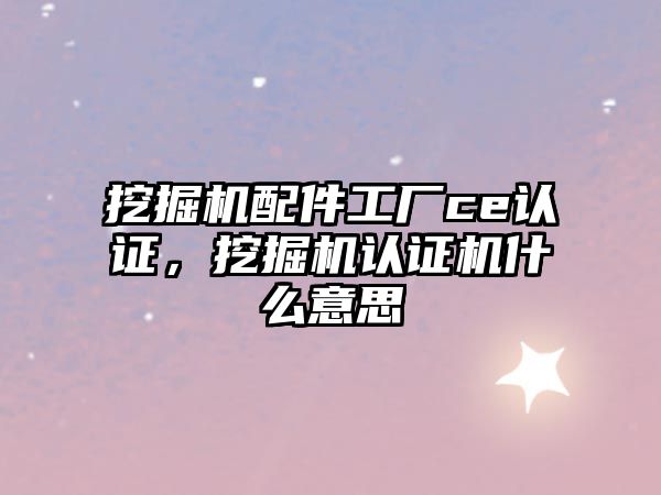 挖掘機配件工廠ce認證，挖掘機認證機什么意思