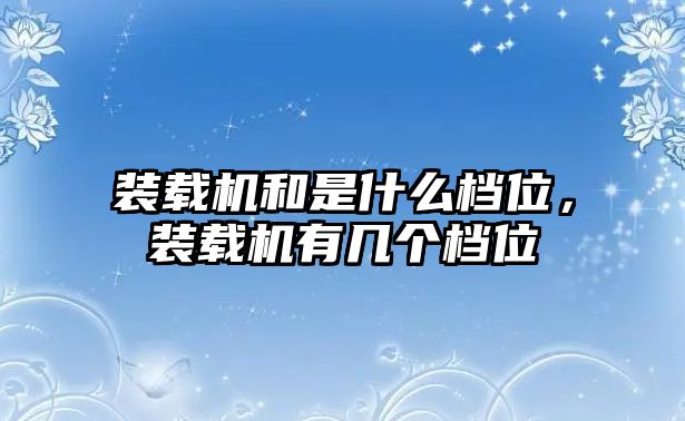 裝載機(jī)和是什么檔位，裝載機(jī)有幾個(gè)檔位