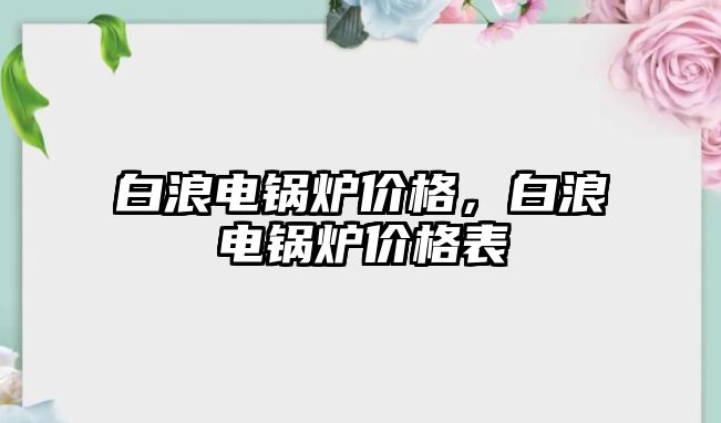 白浪電鍋爐價格，白浪電鍋爐價格表