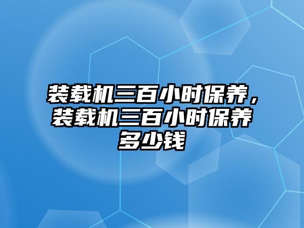 裝載機(jī)三百小時(shí)保養(yǎng)，裝載機(jī)三百小時(shí)保養(yǎng)多少錢