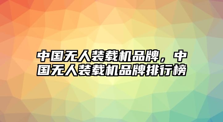 中國(guó)無(wú)人裝載機(jī)品牌，中國(guó)無(wú)人裝載機(jī)品牌排行榜