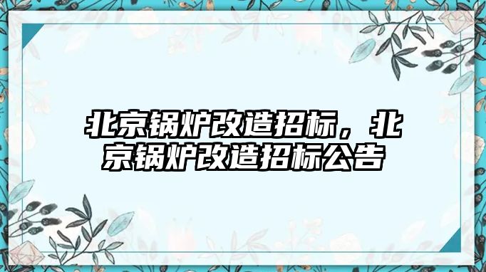 北京鍋爐改造招標，北京鍋爐改造招標公告