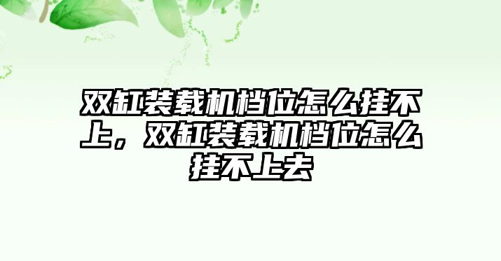 雙缸裝載機(jī)檔位怎么掛不上，雙缸裝載機(jī)檔位怎么掛不上去