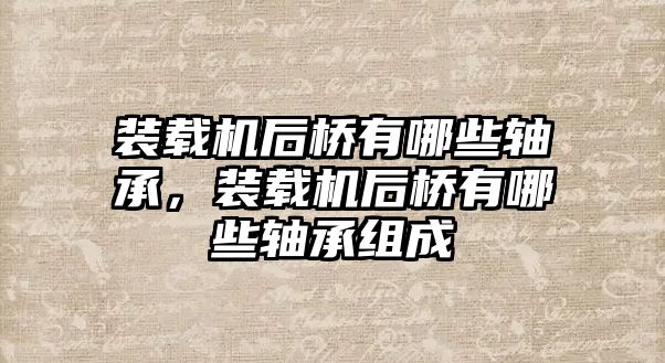 裝載機后橋有哪些軸承，裝載機后橋有哪些軸承組成