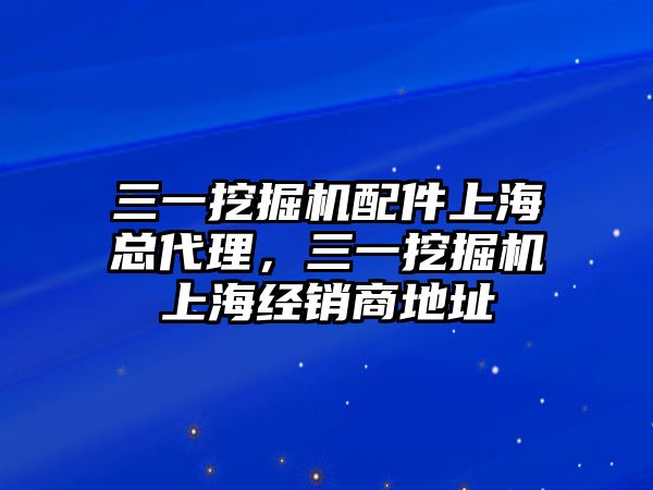 三一挖掘機配件上?？偞?，三一挖掘機上海經(jīng)銷商地址