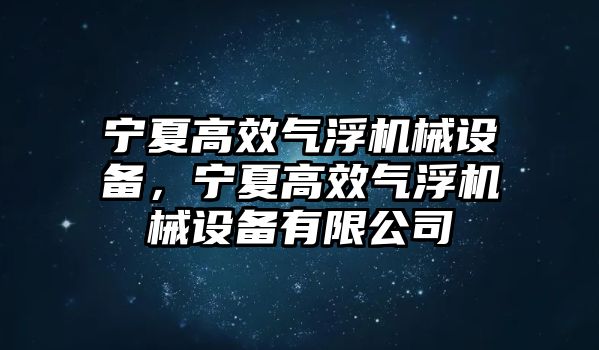 寧夏高效氣浮機(jī)械設(shè)備，寧夏高效氣浮機(jī)械設(shè)備有限公司