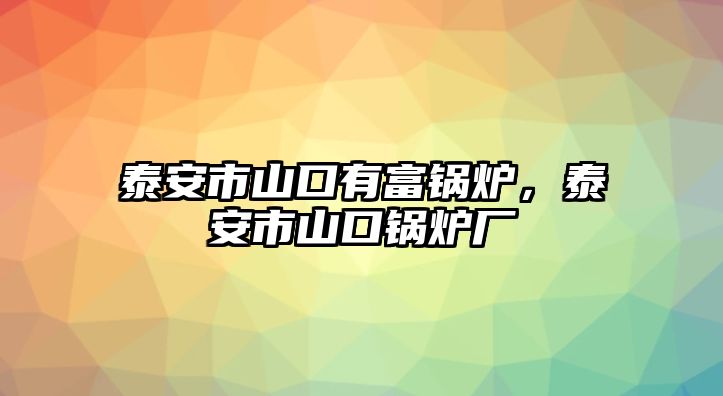 泰安市山口有富鍋爐，泰安市山口鍋爐廠