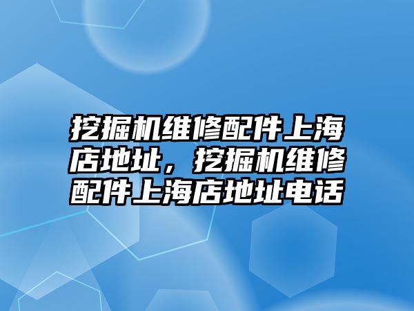 挖掘機(jī)維修配件上海店地址，挖掘機(jī)維修配件上海店地址電話