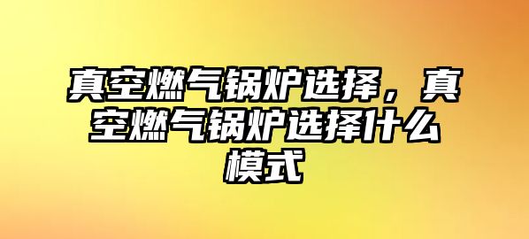 真空燃?xì)忮仩t選擇，真空燃?xì)忮仩t選擇什么模式