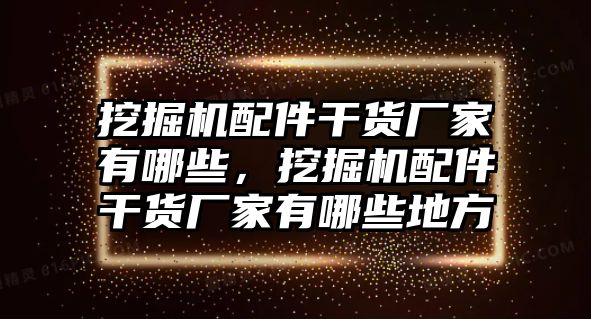 挖掘機配件干貨廠家有哪些，挖掘機配件干貨廠家有哪些地方