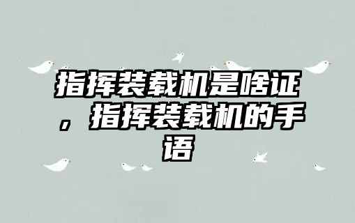 指揮裝載機(jī)是啥證，指揮裝載機(jī)的手語(yǔ)