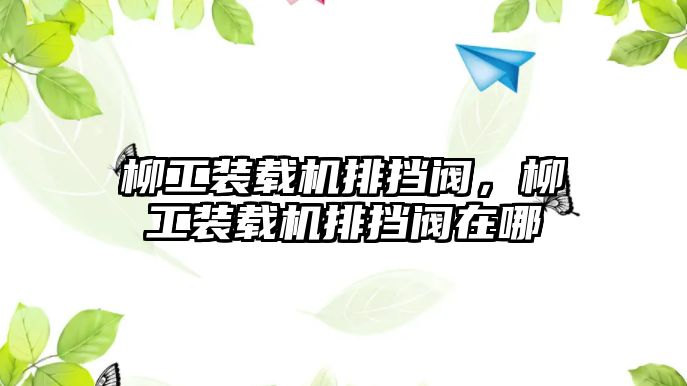 柳工裝載機(jī)排擋閥，柳工裝載機(jī)排擋閥在哪