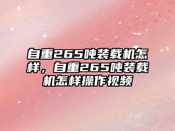 自重265噸裝載機(jī)怎樣，自重265噸裝載機(jī)怎樣操作視頻