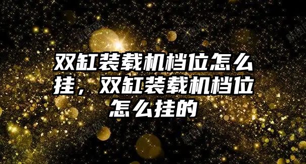 雙缸裝載機(jī)檔位怎么掛，雙缸裝載機(jī)檔位怎么掛的