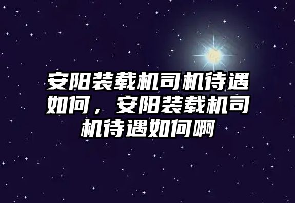 安陽裝載機司機待遇如何，安陽裝載機司機待遇如何啊