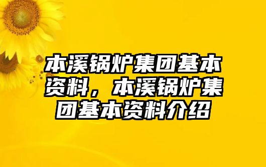 本溪鍋爐集團基本資料，本溪鍋爐集團基本資料介紹