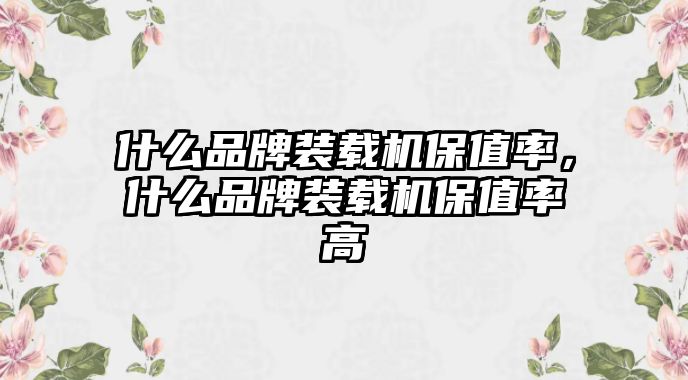 什么品牌裝載機(jī)保值率，什么品牌裝載機(jī)保值率高